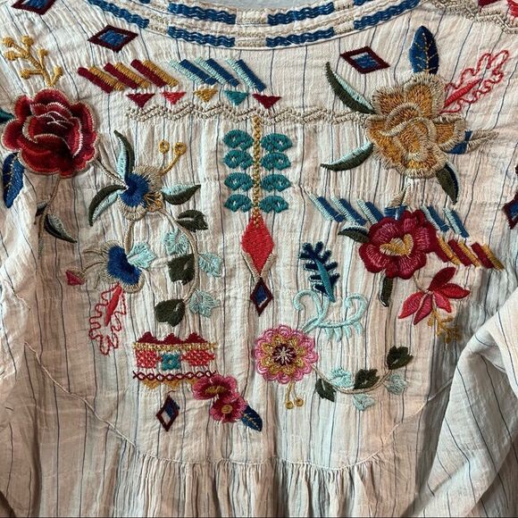 Johnny Was Cotton Eilona Embroidered Blouse - Picture 7 of 10